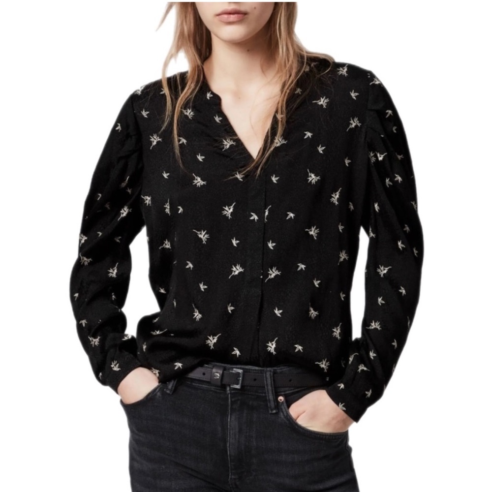 All Saints Black Rosi Bamboo Embroidered